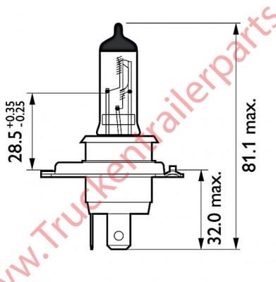 Halogeenlamp 12V H4 55watt (verpakt per 10 stuks)             