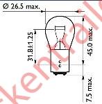 Gloeilamp bol 12V 21/5watt (verpakt per 10 stuks)              