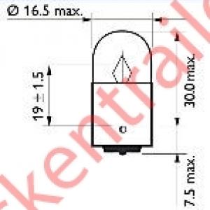 Gloeilamp bol 12V 10watt (verpakt per 10 stuks)              