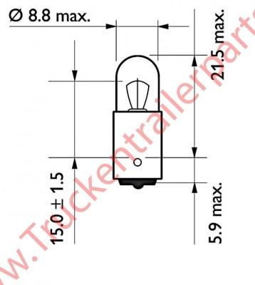 Gloeilamp 12V 4watt (verpakt per 10 stuks)              