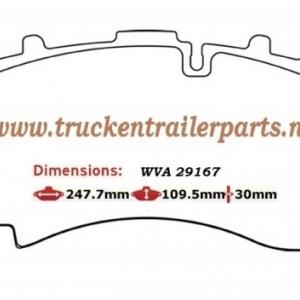 Set remblokken wva 29307 astype BPW-SB4345 22,5 inch              