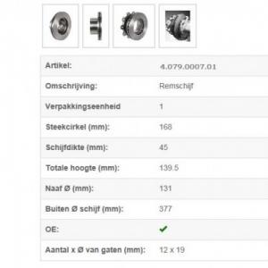 SAF Remschijf 19,5 inch Integraal 376mm                 
