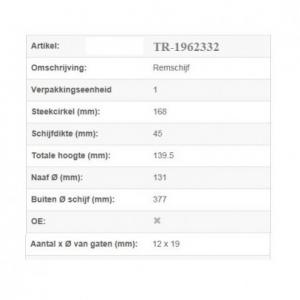 TRP Remschijf 19,5 inch 377mm                   