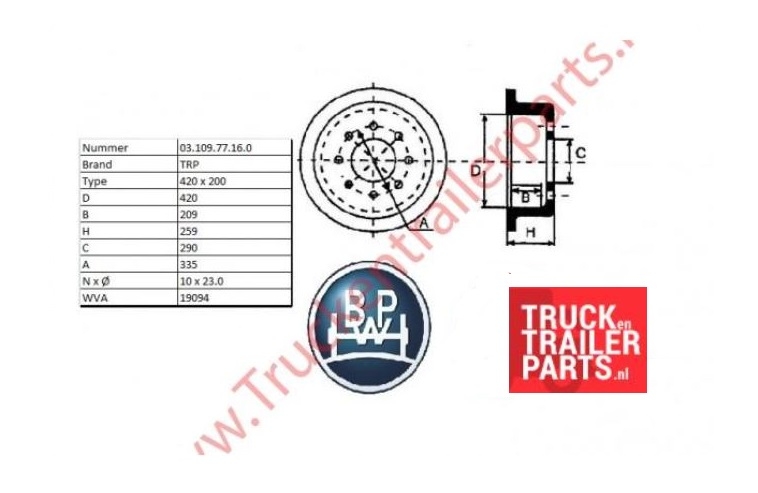 Remtrommel BPW 420X200               
