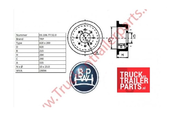 Remtrommel BPW 420X200               