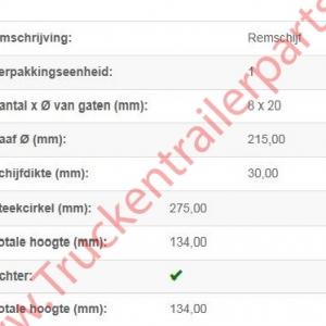 Remschijf Knorr Iveco Eurocargo 130 achter        