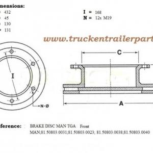 Remschijf TRP MAN TGA  TGM  TGS    TGX voor                