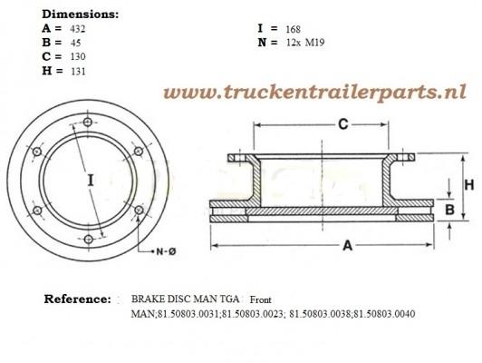 Remschijf TRP MAN TGA  TGM  TGS    TGX voor                