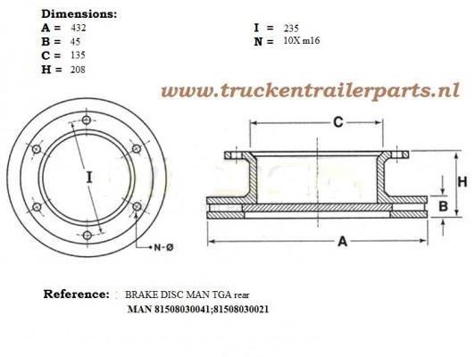 Remschijf TRP MAN TGA achter                