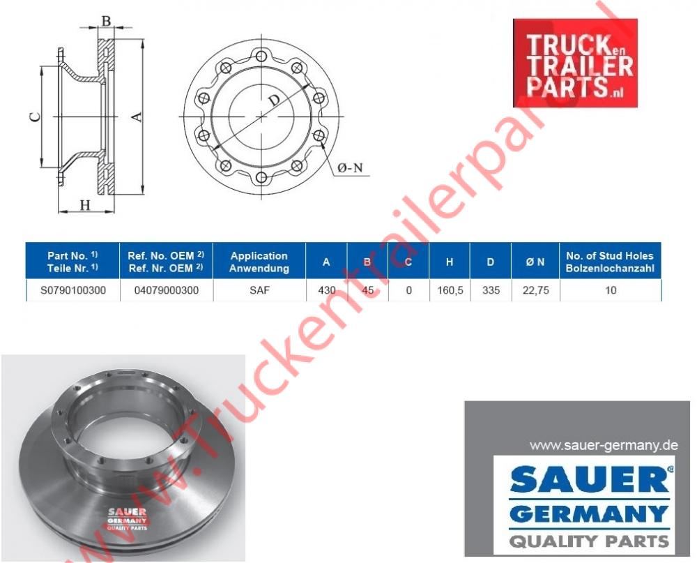 Remschijf SAF 430x45x160,5        