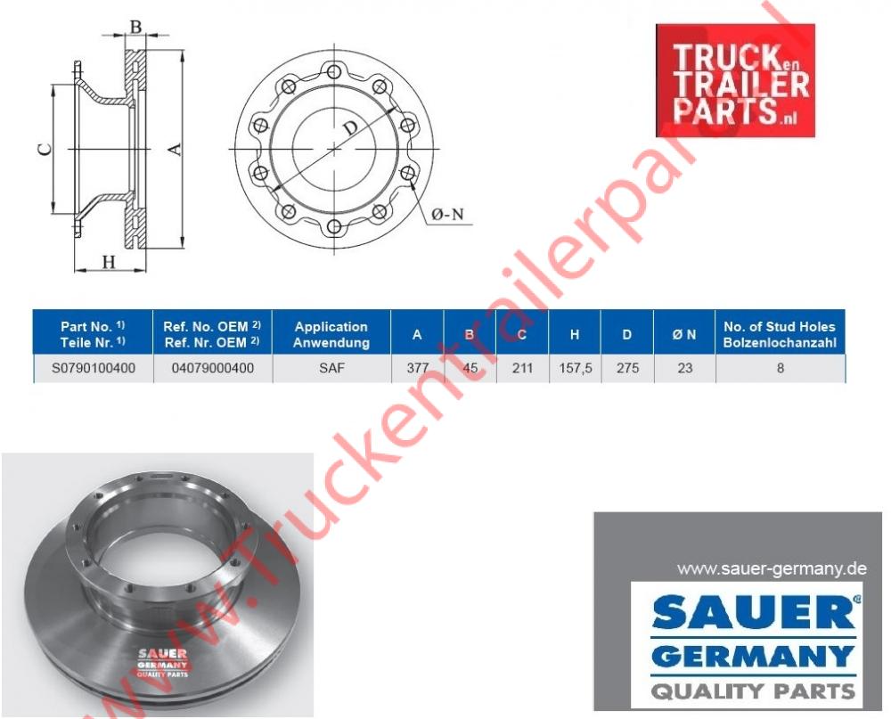 Remschijf SAF 377x45x157,5        