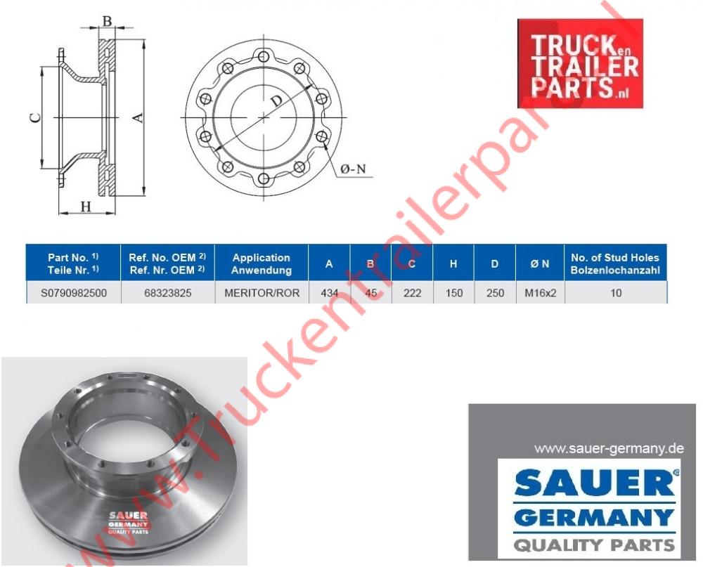 Remschijf Meritor 434x45x150      