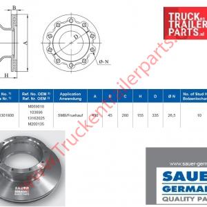 Remschijf Freuhauf 430x45x155     
