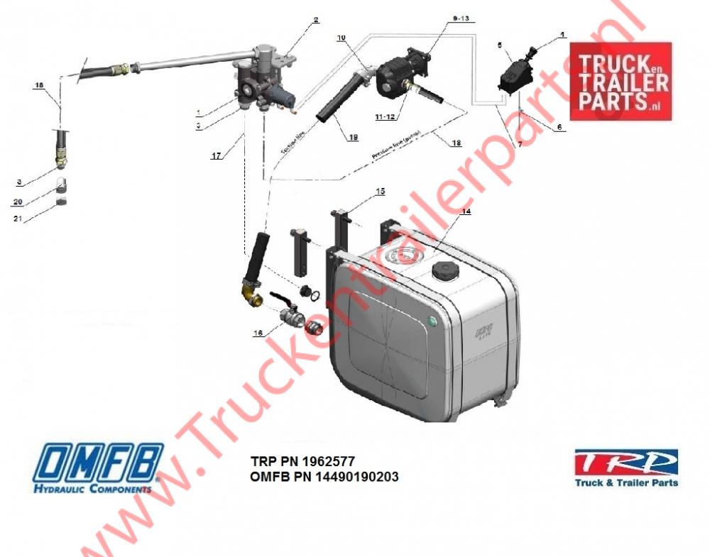 Hydrauliekset OMFB 1 leiding systeem       